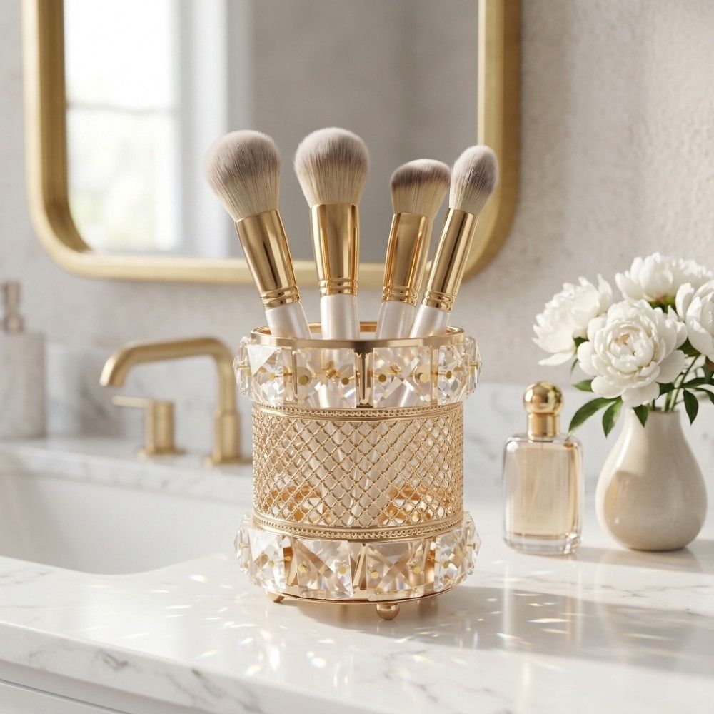 Złoty organizer na pędzle do m – Luxury Skincare And Makeup Brands recenzja i cena