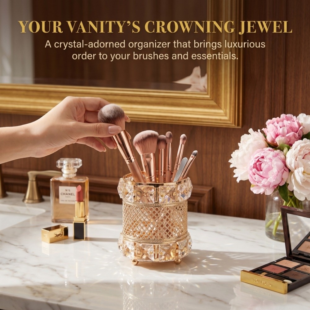 Złoty organizer na pędzle do m – Luxury Skincare And Makeup Brands recenzja i cena